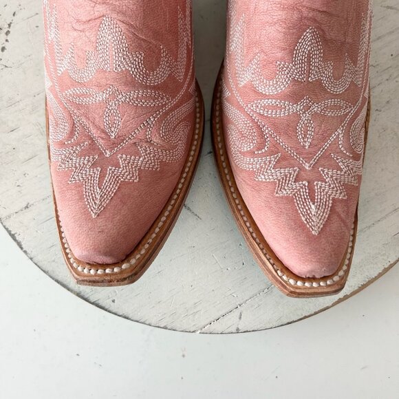 Pink Ankle Boots with Embroidered Design - Picture 7 of 16